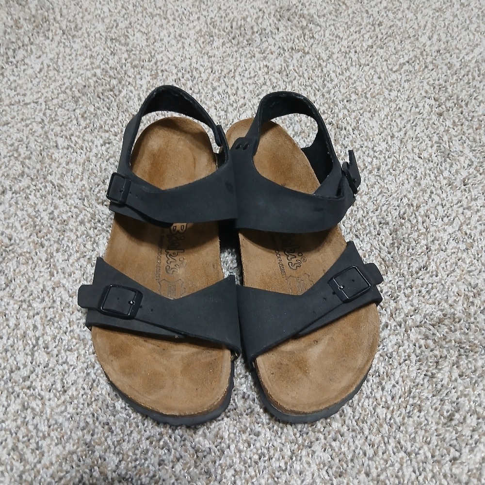 Birkenstock Black Two-Strap Cork Footbed Sandals